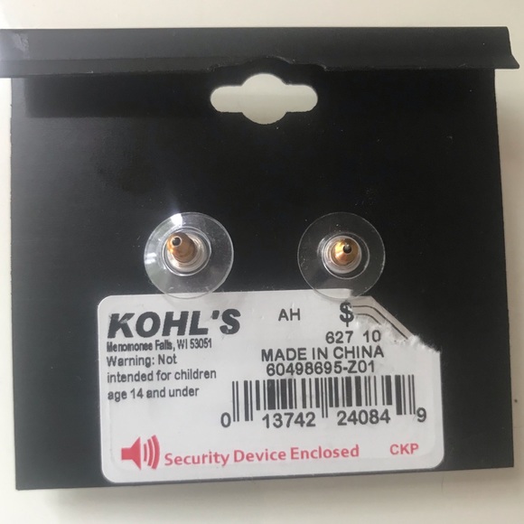 Dana Buchman Earrings Gold Tone Ivory and Red Whine Rhinestone Stud - Picture 3 of 5